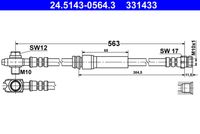 ATE 331433 - Lado de montaje: Eje trasero izquierda<br>Longitud [mm]: 269<br>Rosca 1: INN M10x1.0<br>Rosca 2: BANJO 10.0 mm<br>Peso [kg]: 0,11<br>