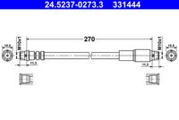 ATE 331444 - Número de piezas necesarias: 2<br>Lado de montaje: en la pinza del freno<br>Lado de montaje: Eje trasero<br>Longitud [mm]: 180<br>Rosca interior 1 [mm]: M10x1<br>Rosca interior 2 [mm]: M10x1<br>Ancho de llave 1 [mm]: 14<br>