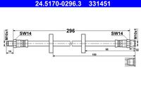 ATE 331451 - Lado de montaje: Eje trasero<br>Longitud [mm]: 204<br>Rosca 1: INN M10x1.0<br>Rosca 2: INN M10x1.0<br>Peso [kg]: 0,08<br>