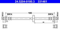 ATE 331461 - Número de piezas necesarias: 2<br>Lado de montaje: Eje delantero<br>Longitud [mm]: 296<br>Rosca exterior [mm]: M10x1<br>Rosca interior [mm]: M10x1<br>Ancho de llave 1 [mm]: 14<br>