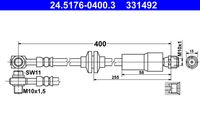 ATE 331492 - Lado de montaje: Eje trasero izquierda<br>Longitud [mm]: 665<br>Artículo complementario / información complementaria 2: con tornillo hueco<br>Medida de rosca: M10x1,5<br>Rosca interior [mm]: M10x1<br>