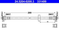 ATE 331499 - Número de piezas necesarias: 2<br>Lado de montaje: Eje delantero<br>Longitud [mm]: 405<br>Rosca exterior [mm]: M10x1<br>Rosca interior [mm]: M10x1<br>Ancho de llave 1 [mm]: 14<br>Ancho de llave 2 [mm]: 17<br>