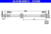 ATE 331509 - Número de piezas necesarias: 2<br>Lado de montaje: Eje trasero<br>Longitud [mm]: 304<br>Rosca exterior [mm]: M10x1<br>Rosca interior [mm]: M10x1<br>Ancho de llave 1 [mm]: 14<br>