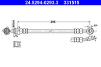 ATE 331515 - Lado de montaje: Eje delantero, derecha<br>Longitud [mm]: 535<br>Diám. taladro brida [mm]: 10<br>Artículo complementario / información complementaria 2: sin tornillo hueco<br>Rosca interior [mm]: M10x1<br>Ancho de llave 1 [mm]: 17<br>