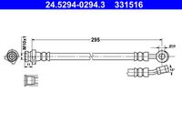 ATE 331516 - Lado de montaje: Eje trasero izquierda<br>Longitud [mm]: 295<br>Rosca interior [mm]: M10x1<br>Diám. taladro brida [mm]: 10<br>Artículo complementario / información complementaria 2: sin tornillo hueco<br>