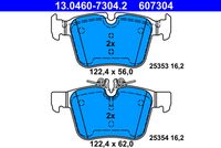 ATE 607304 - Lado de montaje: Eje delantero<br>Equipamiento de vehículo: para vehículos con paquete sport AMG<br>Frenos: para vehículos con sistema de frenos deportivos<br>Ancho [mm]: 127,5<br>Altura [mm]: 92,1<br>Espesor [mm]: 18,7<br>Contacto avisador de desgaste: preparado para indicador desgaste<br>Contacto avisador de desgaste: excl. contacto de avisador de desgaste<br>Sistema de frenos: Brembo<br>Homologación: E1 90R-02A0334/0126<br>