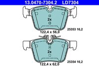 ATE LD7304 - Lado de montaje: Eje delantero<br>Equipamiento de vehículo: para vehículos con paquete sport AMG<br>Frenos: para vehículos con sistema de frenos deportivos<br>Ancho [mm]: 127,5<br>Altura [mm]: 92,1<br>Espesor [mm]: 18,7<br>Contacto avisador de desgaste: preparado para indicador desgaste<br>Contacto avisador de desgaste: excl. contacto de avisador de desgaste<br>Sistema de frenos: Brembo<br>Homologación: E1 90R-02A0258/0127<br>Permitido hasta la potencia del vehículo [kW]: 225<br>