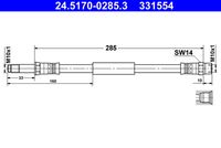 ATE 331554 - Número de piezas necesarias: 2<br>Lado de montaje: Eje delantero<br>Longitud [mm]: 718<br>Rosca exterior [mm]: M10x1<br>Rosca interior [mm]: M10x1<br>Ancho de llave 1 [mm]: 11<br>