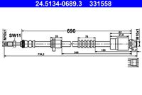 ATE 331558 - Tubo flexible de frenos