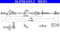 ATE 593101 - Cable de accionamiento, accionamiento del embrague