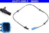 ATE 360063 - Lado de montaje: Eje trasero<br>Longitud total [mm]: 793<br>Longitud [mm]: 31<br>Tipo de sensor: Sensor activo<br>Color de conector: azul<br>Longitud de cable [mm]: 690<br>Referencia artículo par: 30152<br>Peso [kg]: 0,05<br>