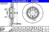 ATE 422305 - Lado de montaje: Eje trasero<br>Equipamiento de vehículo: para vehículos sin freno de estacionamiento electrónico<br>Diámetro exterior [mm]: 290,0<br>Espesor de disco de frenos [mm]: 12,0<br>Espesor mínimo [mm]: 10,0<br>Tipo de disco de frenos: macizo<br>Superficie: revestido<br>Número de orificios: 5<br>corona de agujeros - Ø [mm]: 108,0<br>Altura [mm]: 35,0<br>Diámetro de centrado [mm]: 71,1<br>Diámetro interior [mm]: 133,0<br>Diámetro de orificio [mm]: 13,2<br>Artículo complementario / información complementaria 2: con tornillos<br>Homologación: E1 90R-02C0165/0619<br>