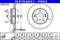 ATE 410414 - Lado de montaje: Eje trasero<br>Equipamiento de vehículo: para vehículos con freno de estacionamiento electrónico<br>Diámetro exterior [mm]: 284,0<br>Espesor de disco de frenos [mm]: 10,0<br>Espesor mínimo [mm]: 8,4<br>Tipo de disco de frenos: macizo<br>Procesamiento: altamente carbonizado<br>Superficie: revestido<br>Número de orificios: 5<br>corona de agujeros - Ø [mm]: 114,3<br>Altura [mm]: 31,9<br>Diámetro de centrado [mm]: 76,0<br>Diámetro interior [mm]: 155,0<br>Diámetro de orificio [mm]: 12,5<br>Homologación: E1 90R-02C0165/0359<br>