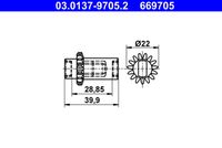 ATE 669705 - Lado de montaje: Eje trasero<br>Sistema de frenos: BOSCH/BENDIX<br>para artículo nr.: 9244<br>Peso [kg]: 0,09<br>Diámetro interior de tambor de freno [mm]: 170<br>