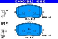 ATE 603882 - Variante de equipamiento: Sport brake system<br>Ancho [mm]: 113,7<br>Altura [mm]: 54,2<br>Espesor [mm]: 17,2<br>Número de WVA: 22987<br>Lado de montaje: Eje trasero<br>