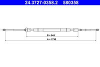 ATE 580358 - Lado de montaje: Atrás izquierda<br>Lado de montaje: Atrás derecha<br>Frenos: para vehículos con freno de disco en eje trasero<br>Tipo de freno: Discos<br>Longitud 1 [mm]: 1910<br>Long. 3 [mm]: 1105<br>Peso [kg]: 0,45<br>