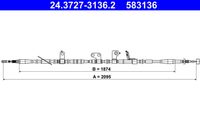 ATE 583136 - Clase de caja de cambios: Transmisión automática<br>Lado de montaje: Atrás izquierda<br>Equipamiento de vehículo: para vehículos sin freno de estacionamiento electrónico<br>Tipo de freno: Discos<br>Longitud [mm]: 1825<br>