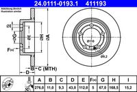 ATE 411193 - Lado de montaje: Eje trasero<br>Equipamiento de vehículo: para vehículos con paquete sport<br>para código de equipamiento especial: U29<br>Diámetro exterior [mm]: 320<br>Espesor de disco de frenos [mm]: 12<br>Altura [mm]: 43,8<br>Llanta, nº de taladros: 5<br>Tipo de disco de frenos: macizo<br>corona de agujeros - Ø [mm]: 112<br>Superficie: revestido<br>Diamétro cubo[mm]: 169<br>Peso [kg]: 5,91<br>