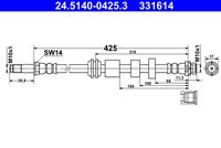 ATE 331614 - Tubo flexible de frenos