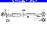 ATE 331617 - Lado de montaje: Eje trasero izquierda<br>Longitud [mm]: 665<br>Artículo complementario / información complementaria 2: con tornillo hueco<br>Medida de rosca: M10x1,5<br>Rosca interior [mm]: M10x1<br>