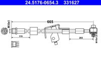 ATE 331627 - Lado de montaje: Eje delantero, derecha<br>Tamaño de llanta [pulgada]: 17,0<br>Longitud [mm]: 449<br>Diám. taladro brida [mm]: 10<br>Artículo complementario / información complementaria 2: con tornillo hueco<br>Medida de rosca: M10x1<br>