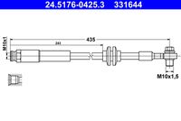 ATE 331644 - Número de piezas necesarias: 2<br>Tipo de freno: Discos<br>Lado de montaje: Eje trasero<br>Longitud [mm]: 142<br>Rosca exterior [mm]: M10x1<br>Rosca interior [mm]: M10x1<br>Ancho de llave 1 [mm]: 14<br>Ancho de llave 2 [mm]: 17<br>