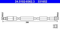 ATE 331652 - Lado de montaje: Eje trasero<br>Longitud [mm]: 353<br>Rosca 1: OUT M10x1.0<br>Rosca 2: BANJO 12.0 mm<br>Peso [kg]: 0,13<br>