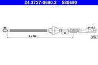 A.B.S. K19001 - Cable de accionamiento, freno de estacionamiento