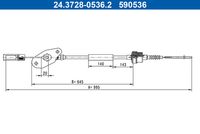 ATE 590536 - Cable de accionamiento, accionamiento del embrague