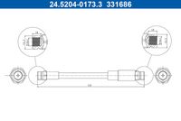 ATE 331650 - Lado de montaje: Eje trasero<br>Número de PR: 1KA<br>Número de PR: 1KD<br>Número de PR: 1KV<br>Longitud [mm]: 196<br>Rosca 1: INN M10x1.0<br>Rosca 2: BANJO 10.0 mm<br>Peso [kg]: 0,09<br>