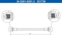 ATE 331308 - Lado de montaje: Eje delantero<br>Lado de montaje: interior<br>Longitud [mm]: 310<br>Rosca 1: INN M10x1.0<br>Rosca 2: INN M10x1.0<br>Peso [kg]: 0,08<br>