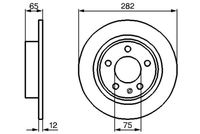 BOSCH 0986478891 - año construcción hasta: 12/1990<br>Lado de montaje: Eje delantero<br>Diámetro exterior [mm]: 280<br>Espesor de disco de frenos [mm]: 25<br>Espesor mínimo [mm]: 23,4<br>Altura [mm]: 40<br>corona de agujeros - Ø [mm]: 120<br>Tipo de disco de frenos: ventilado<br>Diámetro de centrado [mm]: 79<br>Número de orificios: 5<br>Superficie: aceitado<br>cumple norma ECE: ECE-R90<br>Diámetro de taladro hasta [mm]: 14,5<br>