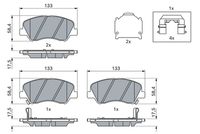 BOSCH 0986494563 - Lado de montaje: Eje trasero<br>Contacto avisador de desgaste: con avisador acústico de desgaste<br>Artículo complementario / información complementaria 2: Chapa antichirridos<br>Artículo complementario / información complementaria 2: con instrucciones de montaje<br>Material: Low-Metallic<br>Homologación: ECE-R90<br>Número de WVA: 25337<br>Espesor [mm]: 15,4<br>Ancho [mm]: 99,7<br>Altura [mm]: 41<br>