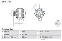 BOSCH 0986083070 - Alternador