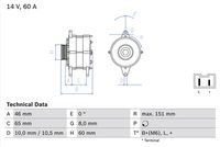 BOSCH 0986038851 - Alternador