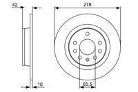 BOSCH 0986479515 - Código de motor: A 16 XER<br>año construcción desde: 01/2011<br>año construcción hasta: 08/2013<br>Lado de montaje: Eje trasero<br>Llanta, nº de taladros: 5<br>Equipamiento de vehículo: para vehículos sin paquete sport<br>Código de motor: Z 16 XER<br>año construcción desde: 03/2007<br>año construcción hasta: 03/2010<br>Lado de montaje: Eje trasero<br>Llanta, nº de taladros: 5<br>Diámetro exterior [mm]: 263,8<br>Espesor de disco de frenos [mm]: 10<br>Espesor mínimo [mm]: 8<br>Altura [mm]: 42<br>corona de agujeros - Ø [mm]: 110<br>Tipo de disco de frenos: macizo<br>Diámetro de centrado [mm]: 65,5<br>Número de orificios: 5<br>Superficie: revestido<br>cumple norma ECE: ECE-R90<br>Diámetro de taladro hasta [mm]: 14,2<br>