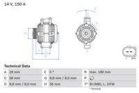 BOSCH 0986044910 - Tensión [V]: 12<br>Corriente de carga alternador [A]: 120<br>Restricción de fabricante: BOSCH<br>