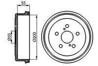 BOSCH 0986477139 - Lado de montaje: Eje trasero<br>Diámetro interior de tambor de freno [mm]: 200,0<br>Rebajado máx. tambor de freno [mm]: 201,0<br>H tamb. freno interna [mm]: 55,0<br>Número de orificios: 5<br>corona de agujeros - Ø [mm]: 100,0<br>Diámetro de orificio [mm]: 14,5<br>H tamb. freno total [mm]: 65,6<br>Diámetro exterior del tambor de freno [mm]: 235,0<br>Diámetro alojamiento [mm]: 55,0<br>