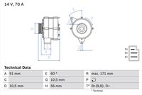 BOSCH 0986033810 - Alternador