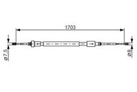 BOSCH 1987482315 - Lado de montaje: posterior<br>Número de piezas necesarias: 2<br>Tipo de freno: Tambor<br>Diámetro interior de tambor de freno [mm]: 203<br>Longitud [mm]: 1703<br>