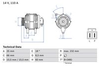 BOSCH 0986048301 - Alternador