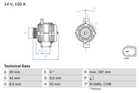 BOSCH 0986080040 - Alternador