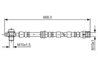 BOSCH 1987481693 - Número de piezas necesarias: 2<br>Lado de montaje: Eje delantero<br>Longitud [mm]: 637<br>Diám. taladro brida [mm]: 10<br>Artículo complementario / información complementaria 2: con tornillo hueco<br>Medida de rosca: M10x1,5<br>Rosca interior [mm]: M10x1<br>Ancho de llave 1 [mm]: 11<br>Ancho de llave 2 [mm]: 17<br>