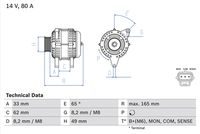 BOSCH 0986044671 - Alternador