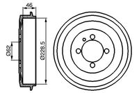 BOSCH 0986477039 - Dinámica de frenado / conducción: para vehículos sin ABS<br>Vehículo especial: no para veh. admon. pública<br>Lado de montaje: Eje trasero<br>Diámetro interior de tambor de freno [mm]: 229<br>Rebajado máx. tambor de freno [mm]: 229,5<br>H tamb. freno interna [mm]: 46,4<br>Número de orificios: 4<br>corona de agujeros - Ø [mm]: 100,0<br>Diámetro de orificio [mm]: 14,5<br>H tamb. freno total [mm]: 58,5<br>Diámetro exterior del tambor de freno [mm]: 270,0<br>Diámetro alojamiento [mm]: 62,0<br>