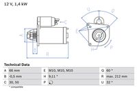 BOSCH 0986016570 - Motor de arranque