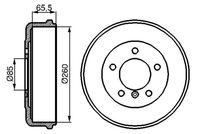 BOSCH 0986477038 - Lado de montaje: Eje trasero<br>Diámetro interior de tambor de freno [mm]: 260,0<br>Rebajado máx. tambor de freno [mm]: 261,5<br>H tamb. freno interna [mm]: 64,0<br>Número de orificios: 5<br>corona de agujeros - Ø [mm]: 130,0<br>Diámetro de orificio [mm]: 15,0<br>H tamb. freno total [mm]: 83,0<br>Diámetro exterior del tambor de freno [mm]: 300,0<br>Diámetro alojamiento [mm]: 85,0<br>