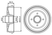 BOSCH 0986477205 - Dinámica de frenado / conducción: para vehículos sin ESP<br>Lado de montaje: Eje trasero<br>Artículo complementario / información complementaria 2: sin cojinete rueda<br>Artículo complementario / información complementaria 2: sin anillo sensor ABS<br>Diámetro interior de tambor de freno [mm]: 203<br>Rebajado máx. tambor de freno [mm]: 204,5<br>H tamb. freno interna [mm]: 50,5<br>Número de orificios: 4<br>corona de agujeros - Ø [mm]: 100,0<br>Medida de rosca: M12x1,5<br>H tamb. freno total [mm]: 76,0<br>Diámetro exterior del tambor de freno [mm]: 237,0<br>Diámetro alojamiento [mm]: 52,0<br>Diám. int. 2[mm]: 52,3<br>