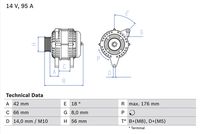 BOSCH 0986038791 - Tensión [V]: 12<br>Corriente de carga alternador [A]: 120<br>Calidad: RECONSTRUIDO<br>