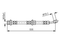 BOSCH 1987481025 - Lado de montaje: Eje delantero<br>Longitud [mm]: 455<br>Rosca 1: INN M10x1.0<br>Rosca 2: BANJO 10.0 mm<br>Peso [kg]: 0,13<br>